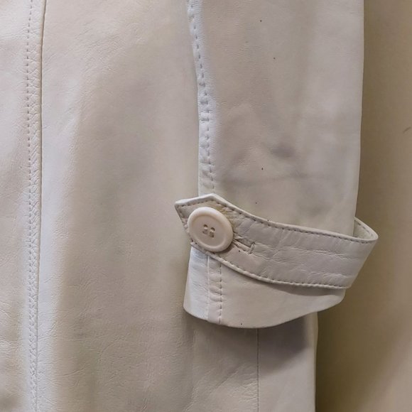 💋SHOWSTOPPER💋 ICONIC M by Madonna 100% Lambskin Leather Trench Coat in ivory - Picture 8 of 16